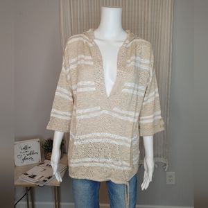 M BY MICHAEL STARS 2012 VINTAGE V-NECK HOODIE. STRIPED SIZE 1 (FITS LIKE M/L)